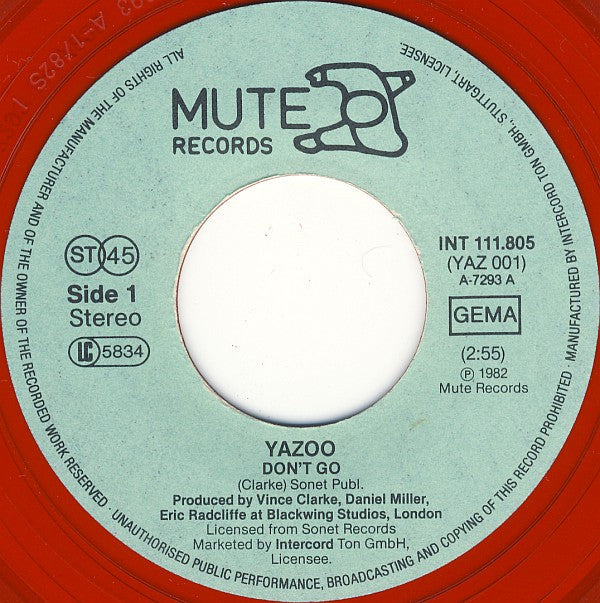 Yazoo : Don't Go (7", Single, Red)