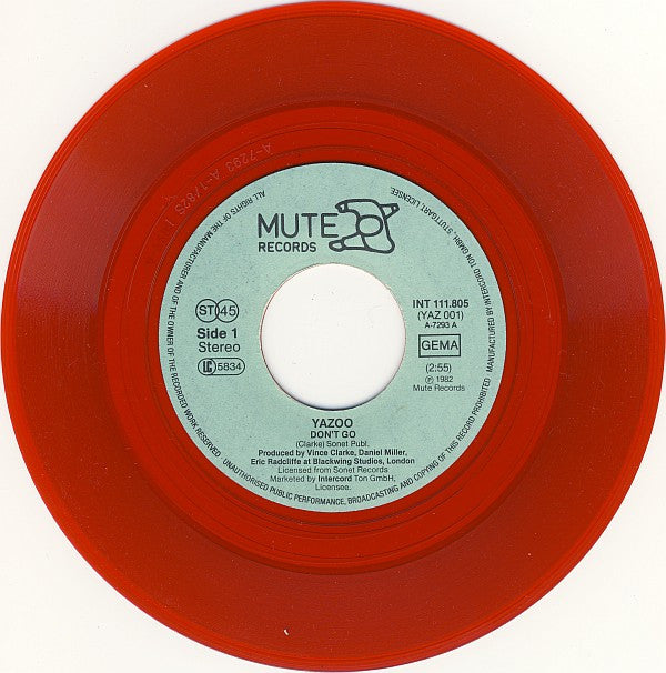 Yazoo : Don't Go (7", Single, Red)