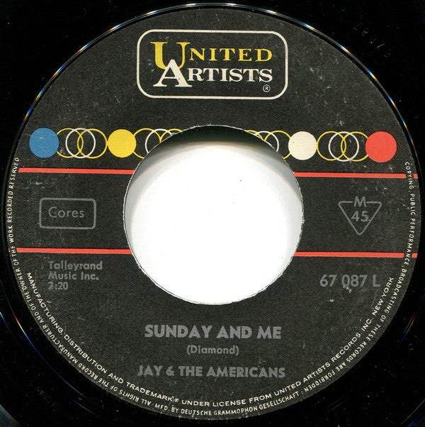 Jay & The Americans : Sunday And Me (7", Mono)