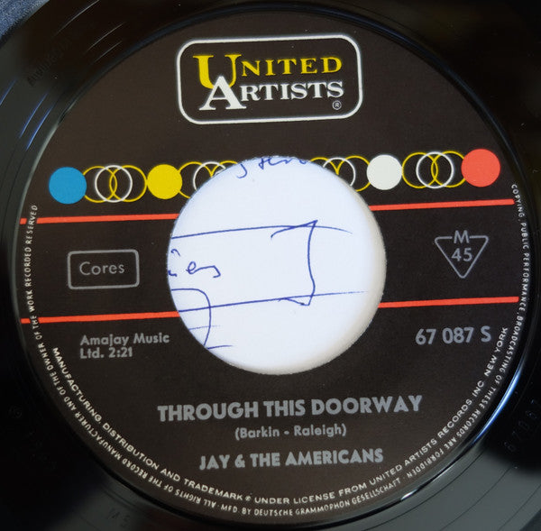 Jay & The Americans : Sunday And Me (7", Mono)