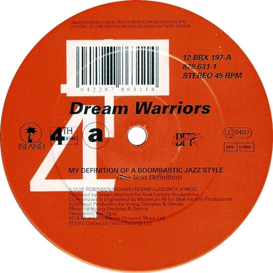 Dream Warriors : My Definition Of A Boombastic Jazz Style (Young Disciples Mixes) (12")