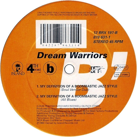 Dream Warriors : My Definition Of A Boombastic Jazz Style (Young Disciples Mixes) (12")