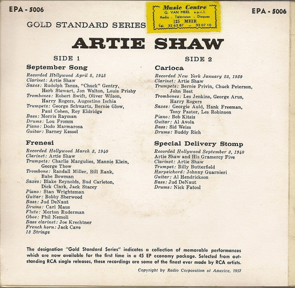 Artie Shaw : Artie Shaw (7", EP)
