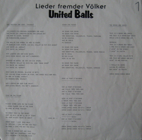 United Balls : Lieder Fremder Völker (LP, Album)