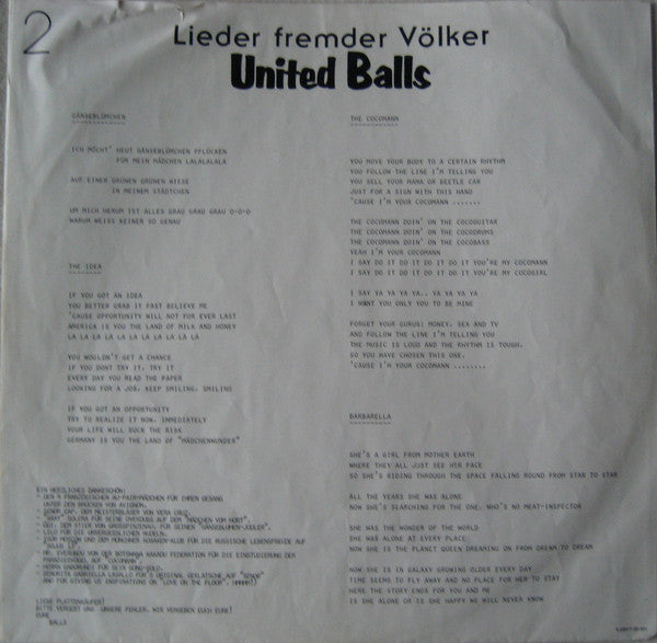 United Balls : Lieder Fremder Völker (LP, Album)