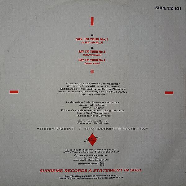 Princess : Say I'm Your No. 1 (12")