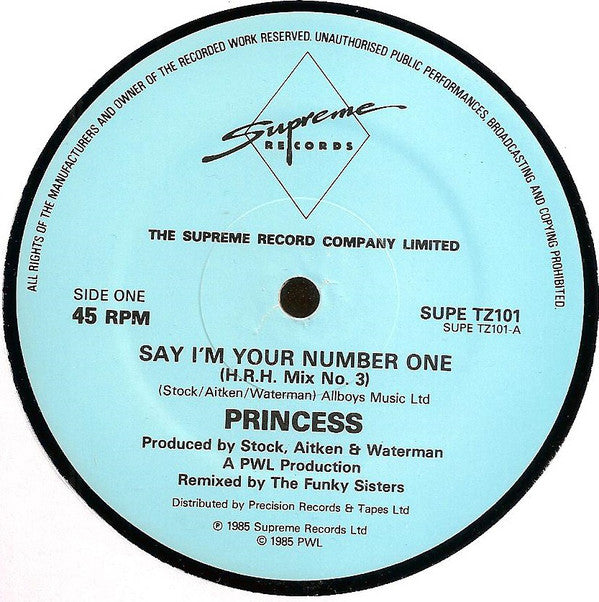 Princess : Say I'm Your No. 1 (12")