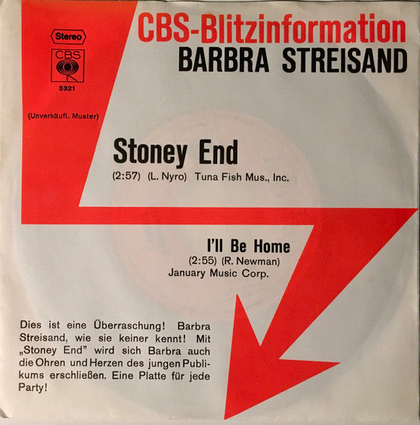 Barbra Streisand : Stoney End (7", Promo)