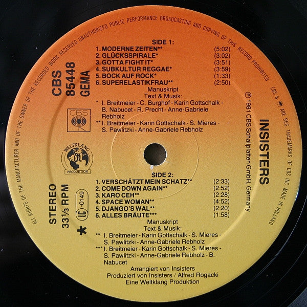 Insisters : Moderne Zeiten (LP, Album)