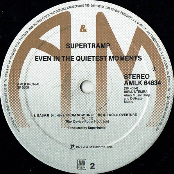 Supertramp : Even In The Quietest Moments... (LP, Album)