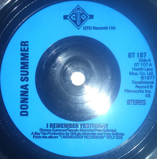 Donna Summer : I Remember Yesterday (7", Single, Blu)