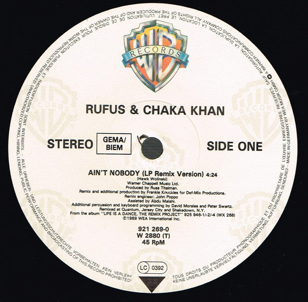 Rufus & Chaka Khan : Ain't Nobody (Remix) (12")