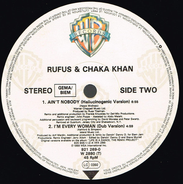 Rufus & Chaka Khan : Ain't Nobody (Remix) (12")