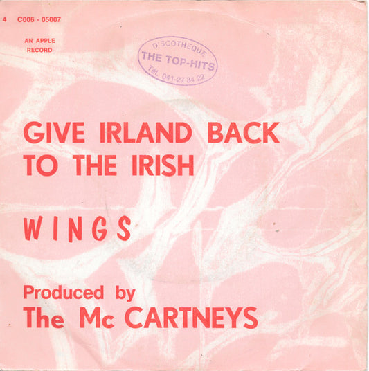 Wings (2) : Give Irland Back To The Irish (7", Single)
