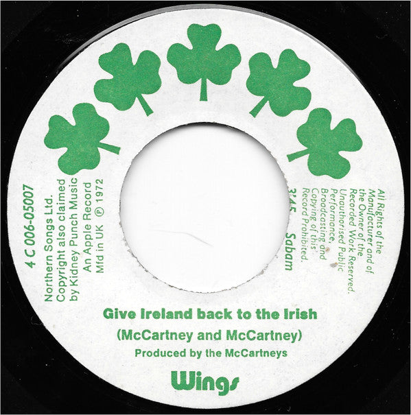 Wings (2) : Give Irland Back To The Irish (7", Single)