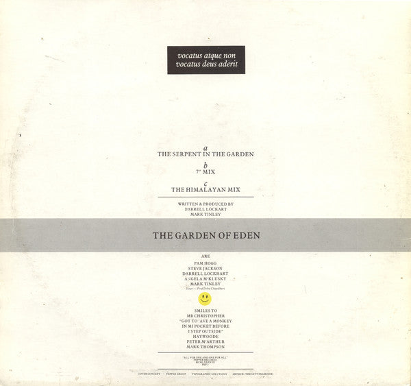 The Garden Of Eden : The Garden Of Eden (The Serpent In The Garden) // The Garden Of Eden (7" Mix) / (The Himalayan Mix) (12", Single)