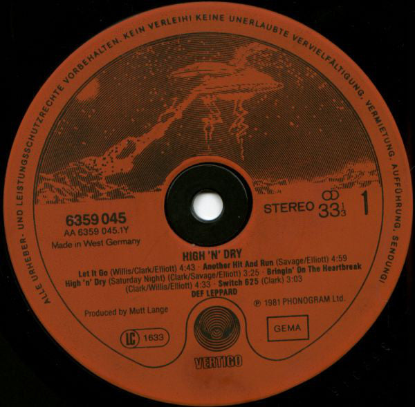 Def Leppard : High 'N' Dry (LP, Album)