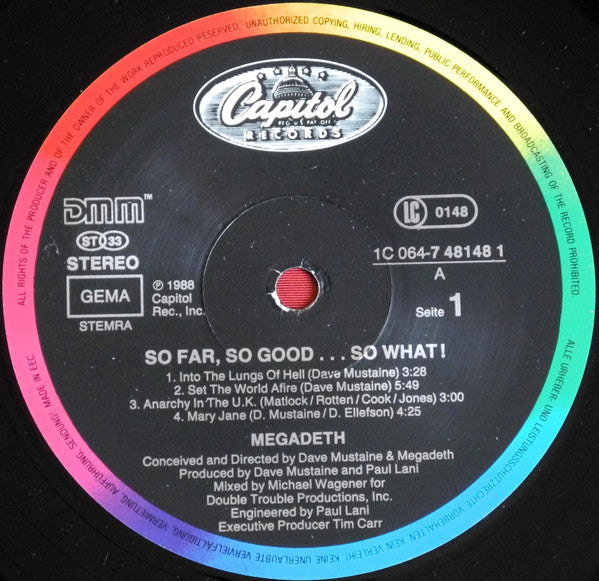 Megadeth : So Far, So Good... So What! (LP, Album)