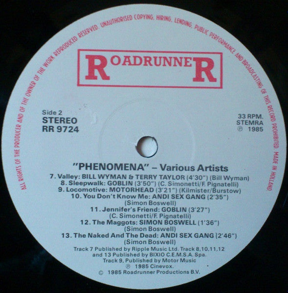 Various : Phenomena (Original Soundtrack) (LP, Comp)