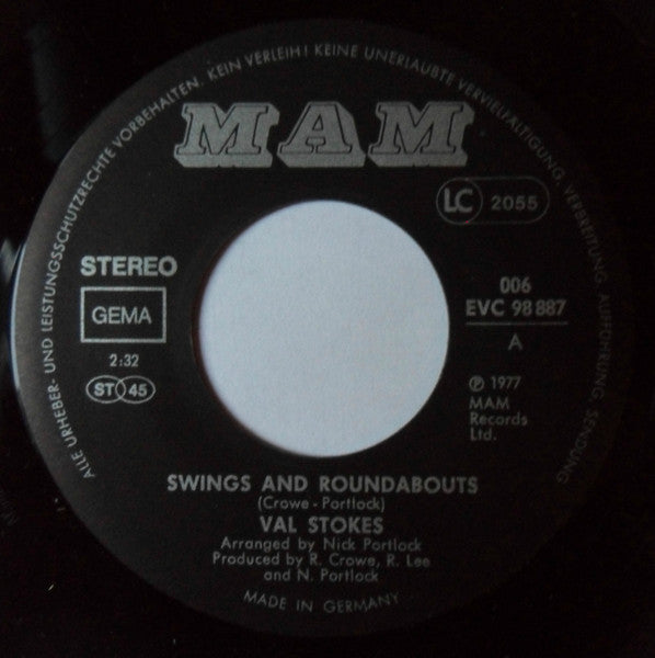 Val Stokes : Swings And Roundabouts (7", Single)