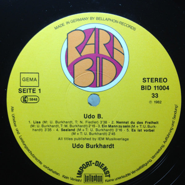 Udo Burkhardt : Udo B. (LP)