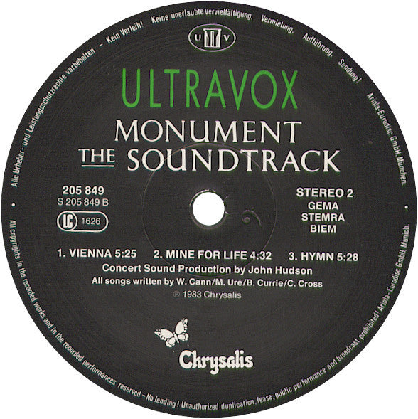 Ultravox : Monument The Soundtrack (LP, Album)