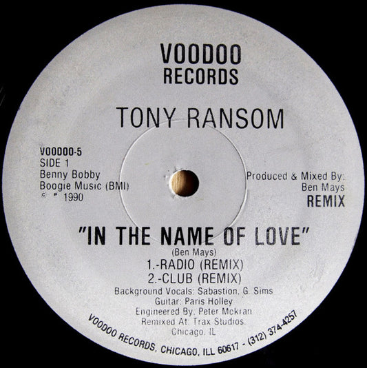 Tony Ransom : In The Name Of Love (Remix) (12")