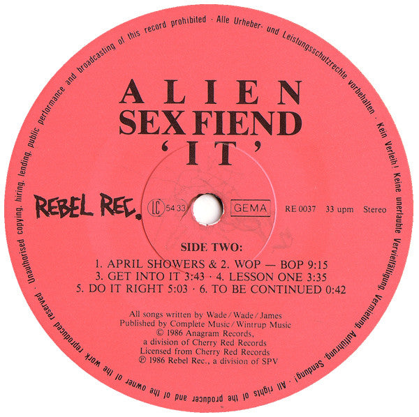 Alien Sex Fiend : “It” The Album (LP, Album, Red)