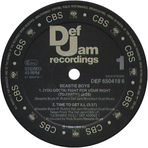 Beastie Boys : Fight For Your Right (12", Maxi)
