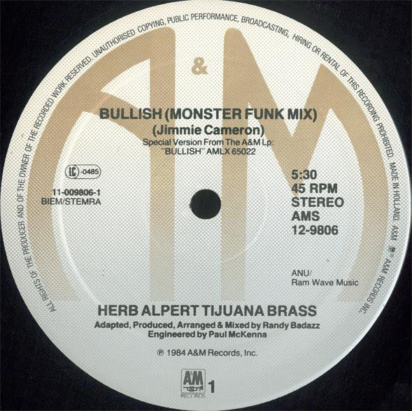 Herb Alpert & The Tijuana Brass : Bullish (12")