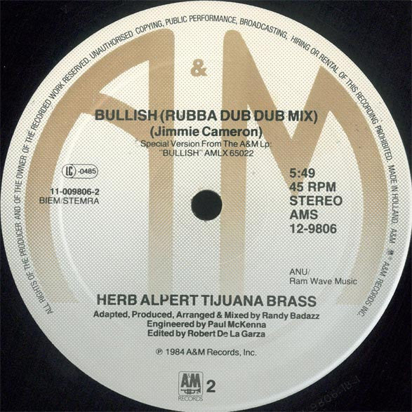 Herb Alpert & The Tijuana Brass : Bullish (12")