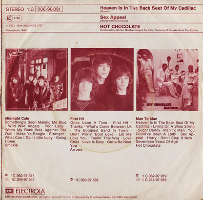 Hot Chocolate : Heaven Is In The Back Seat Of My Cadillac (7", Single)