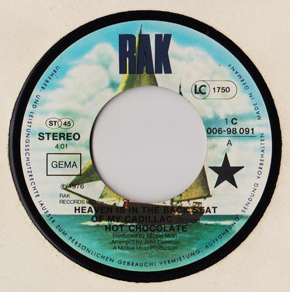 Hot Chocolate : Heaven Is In The Back Seat Of My Cadillac (7", Single)