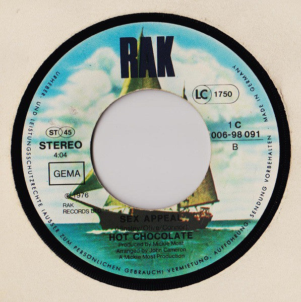 Hot Chocolate : Heaven Is In The Back Seat Of My Cadillac (7", Single)