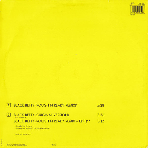 Ram Jam : Black Betty (Remix) (12", Maxi)