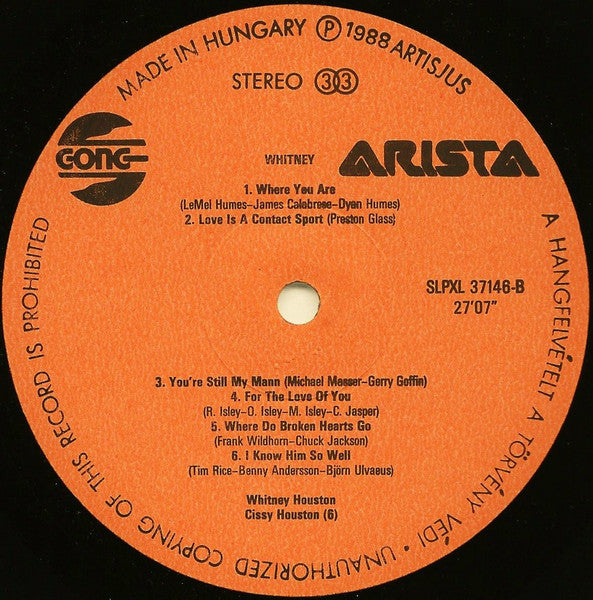 Whitney Houston : Whitney (LP, Album)