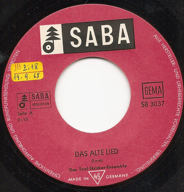Toni Stricker : Das Alte Lied (7", Single)