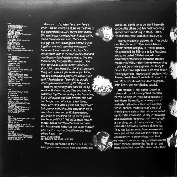 Mike Bloomfield And Al Kooper : The Live Adventures Of Mike Bloomfield And Al Kooper (2xLP, Album)