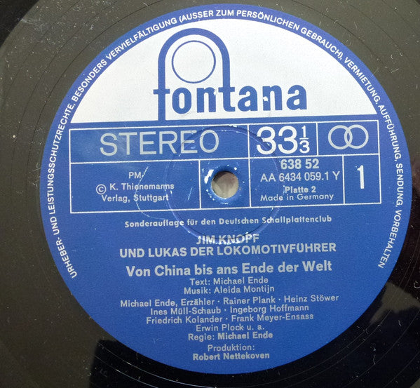 Michael Ende : Jim Knopf Und Lukas Der Lokomotivführer - Von Lummerland Nach China / Von China Bis Ans Ende Der Welt  (2xLP, RE, Gat)