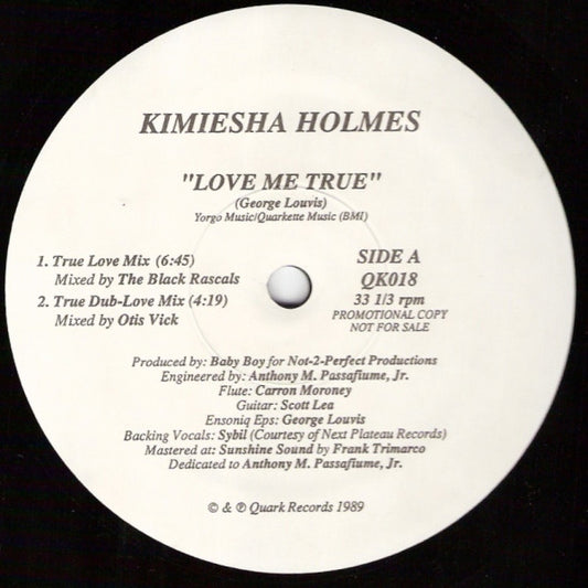 Kimiesha Holmes : Love Me True (12", Promo)