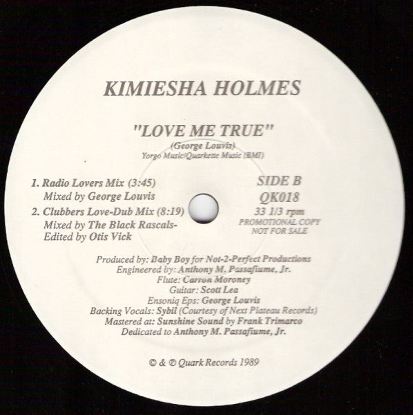 Kimiesha Holmes : Love Me True (12", Promo)