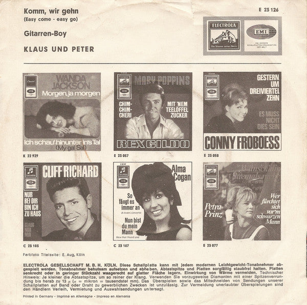 Klaus und Peter : Komm, Wir Gehen / Gitarren-Boy (7", Single)