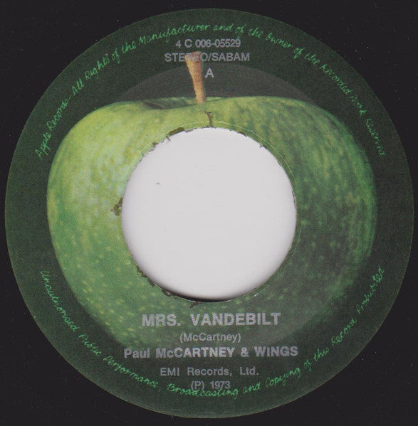 Paul McCartney & Wings* : Mrs Vandebilt (7", Single)
