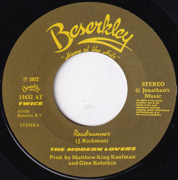 Jonathan Richman / The Modern Lovers : Roadrunner (7", Single)