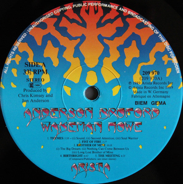 Anderson Bruford Wakeman Howe : Anderson Bruford Wakeman Howe (LP, Album, Gat)
