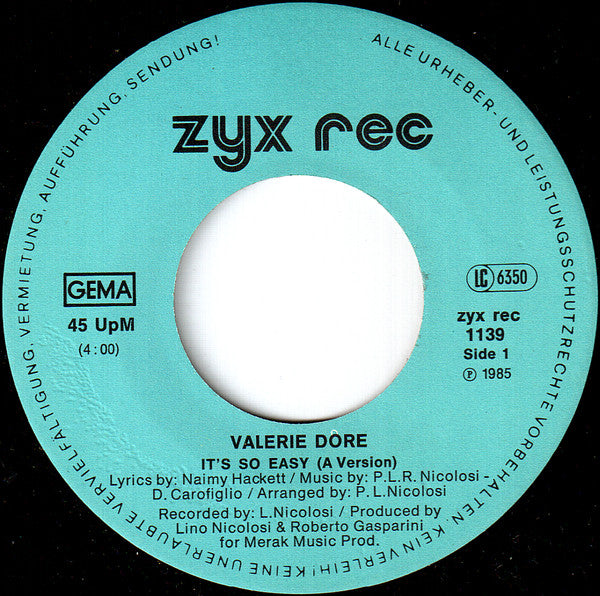Valerie Dore : It's So Easy (7", Single)