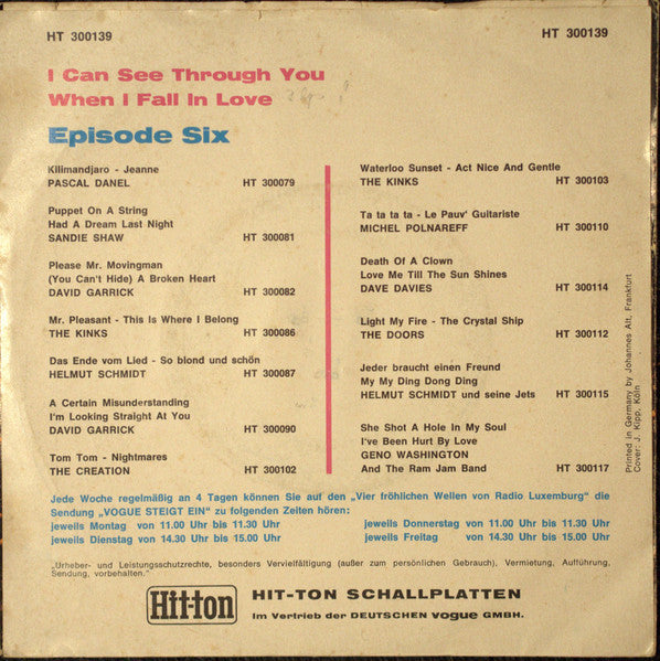 Episode Six : I Can See Through You (7", Single, Promo)