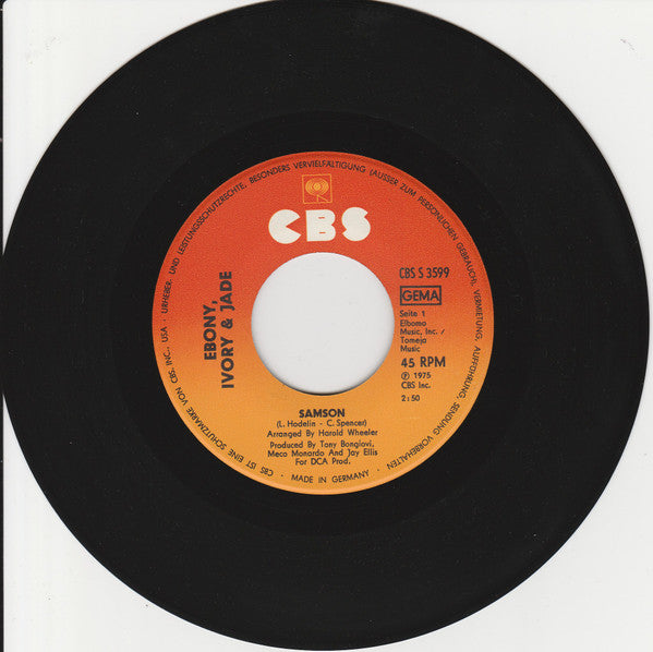 Ebony, Ivory & Jade : Samson / Sad Faces (7", Single)