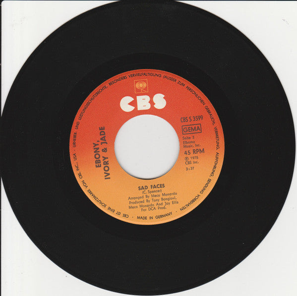 Ebony, Ivory & Jade : Samson / Sad Faces (7", Single)