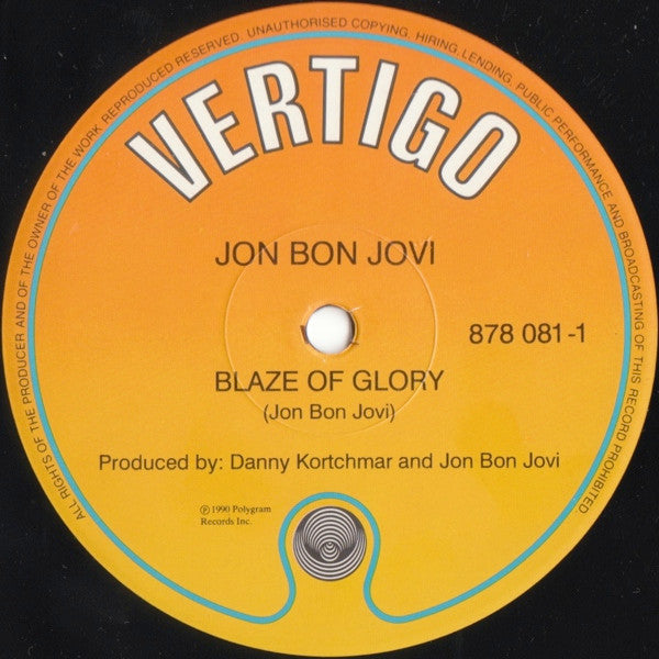 Jon Bon Jovi : Blaze Of Glory: Music From And Inspired By The Film Young Guns II (12", Single)